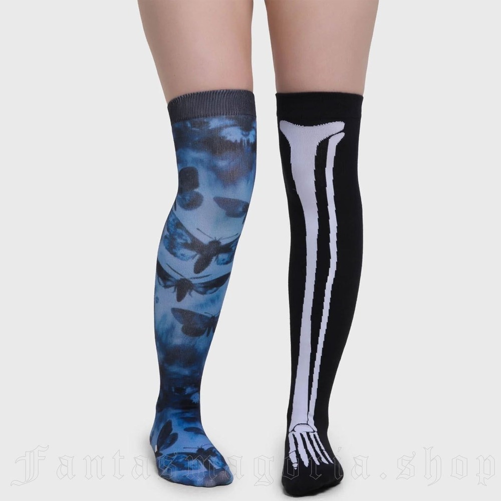 Killstar sworm of butterflies knee high socks goth mismatched